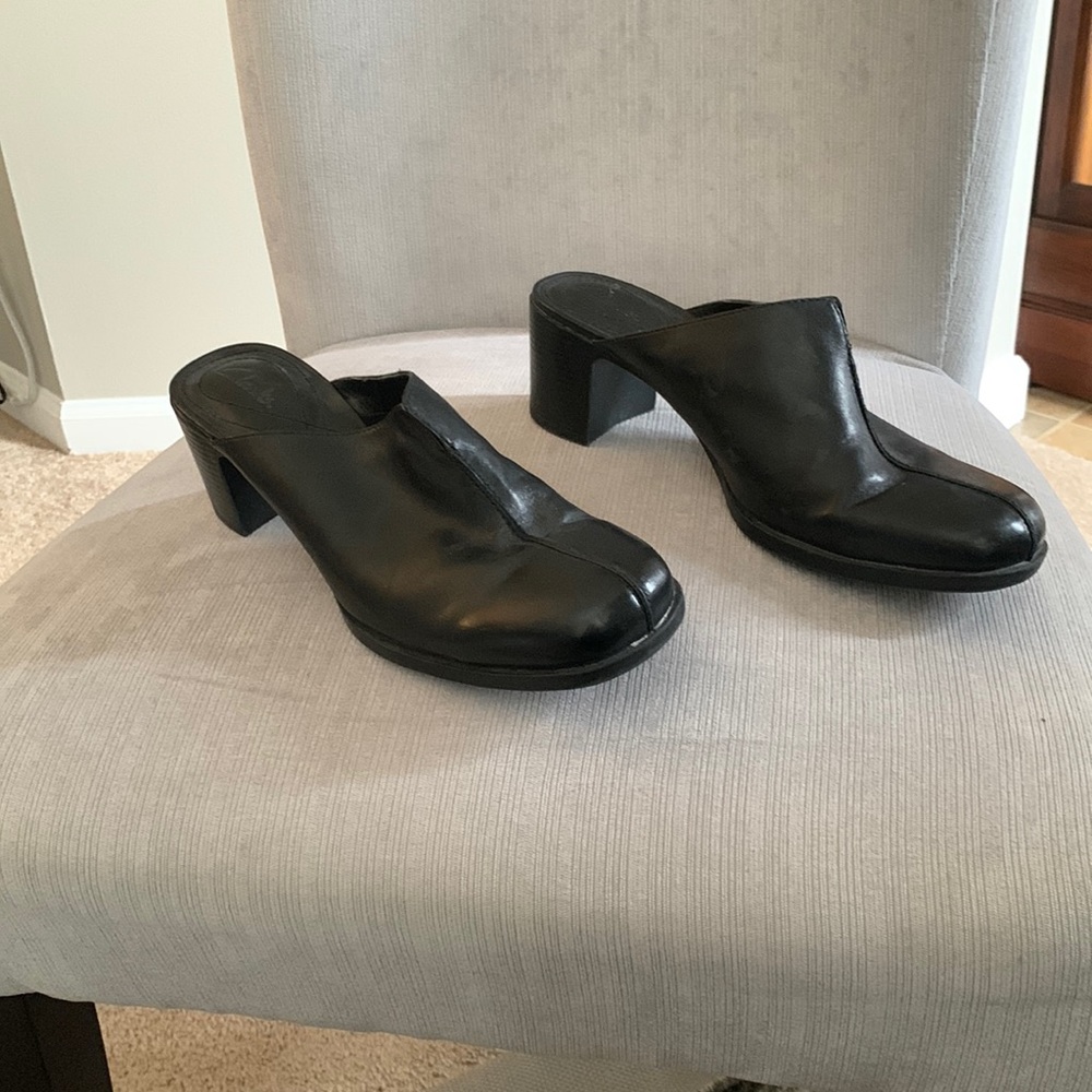 Clarks Black Leather Clogs
